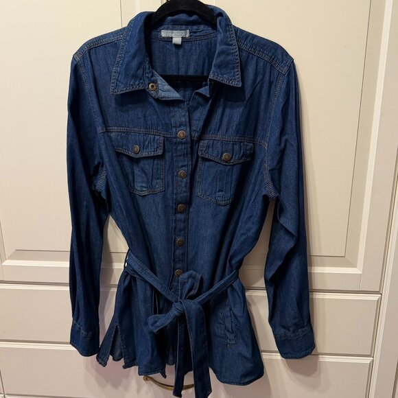 Woman Within Jackets & Blazers - WOMAN WITHIN Belted Denim Jacket Shacket (Plus Size 20W) NEW WITHOUT TAGS!‎
